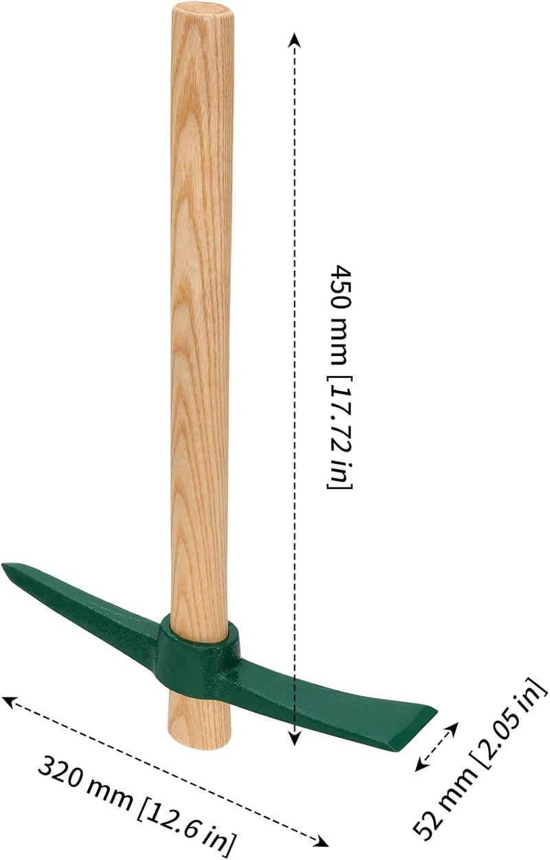 MANCHAP 2 PCS 17.7 Inch Garden Pickaxe Mattock, Small Garden Pick Axe Tool with Hardwood Handle for Gardening, Digging, Cultivating, Camping or Prospecting - Image 2